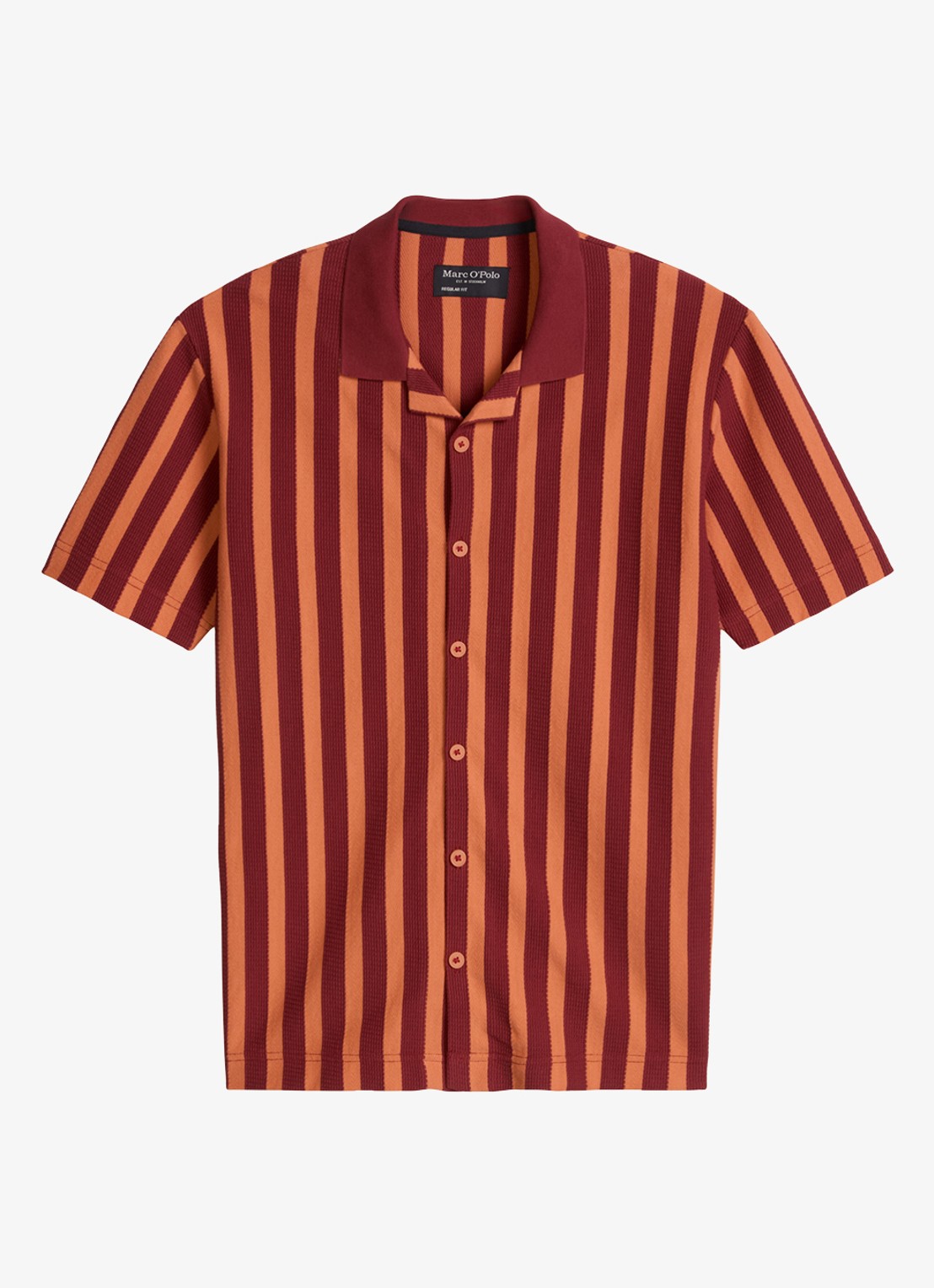 Marc O'Polo Overhemd met streepprint - voorkant 4 dark red 01-7026 / rood