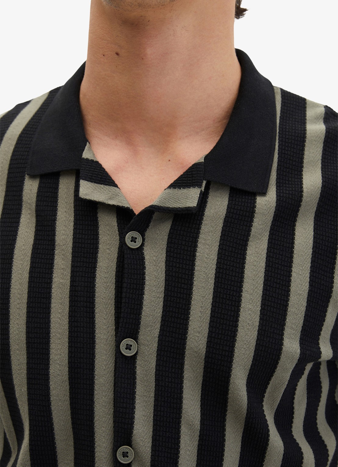 Marc O'Polo Overhemd met streepprint - detail 4 black 01-0093 / zwart