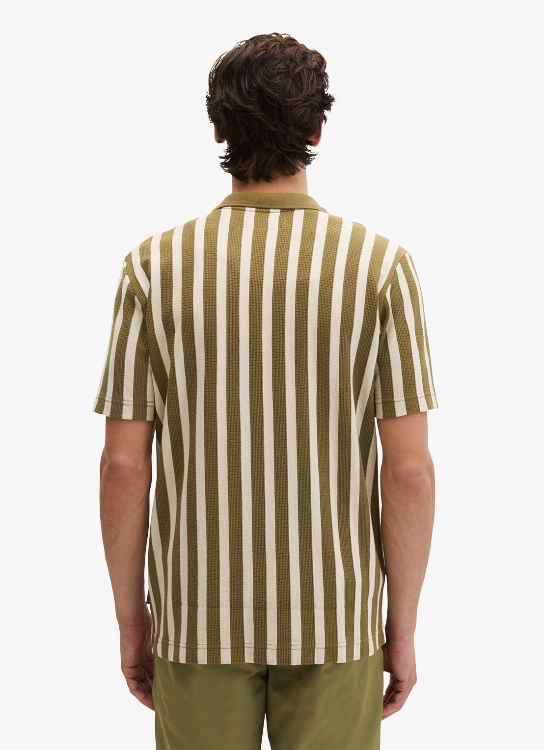 Marc O'Polo Overhemd met streepprint - achterkant medium green 01-3493 / groen