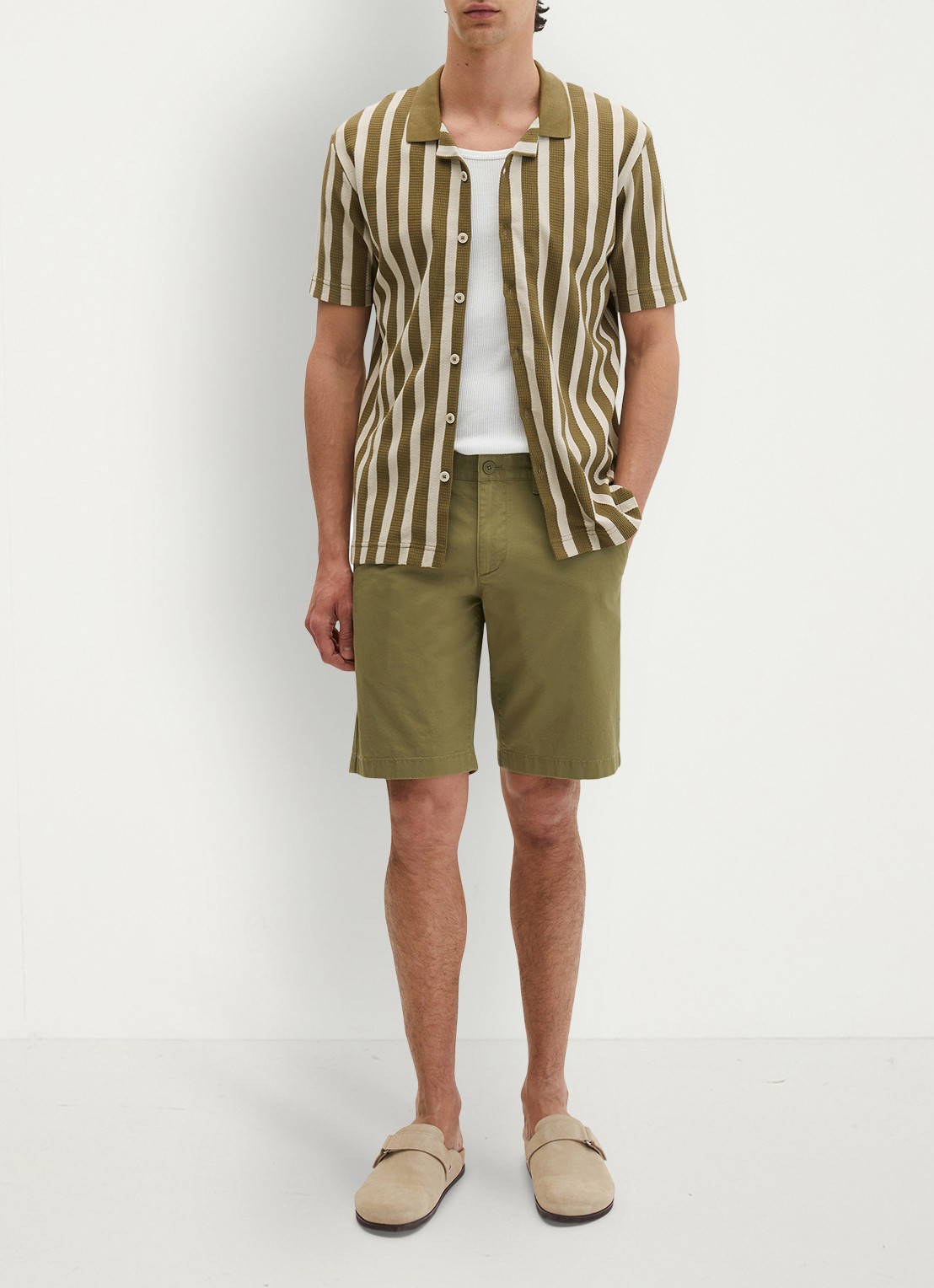Marc O'Polo Overhemd met streepprint - voorkant 5 medium green 01-3493 / groen