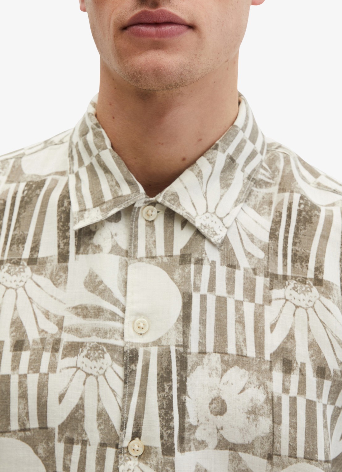 Marc O'Polo Overhemd van linnen met grafische print - detail 2 light brown/2094