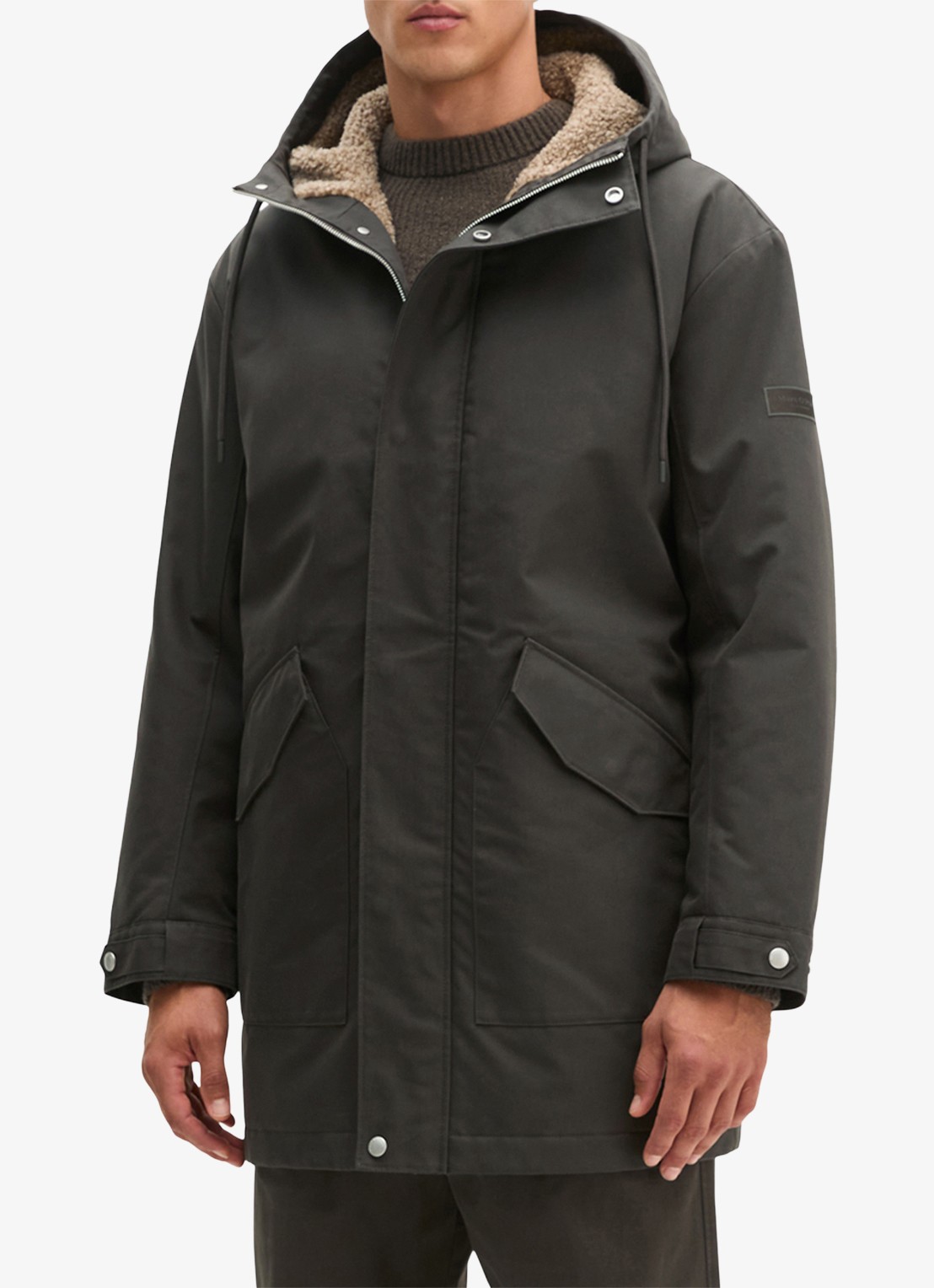 Marc O'Polo Parka met capuchon - detail 3 donkergrijs