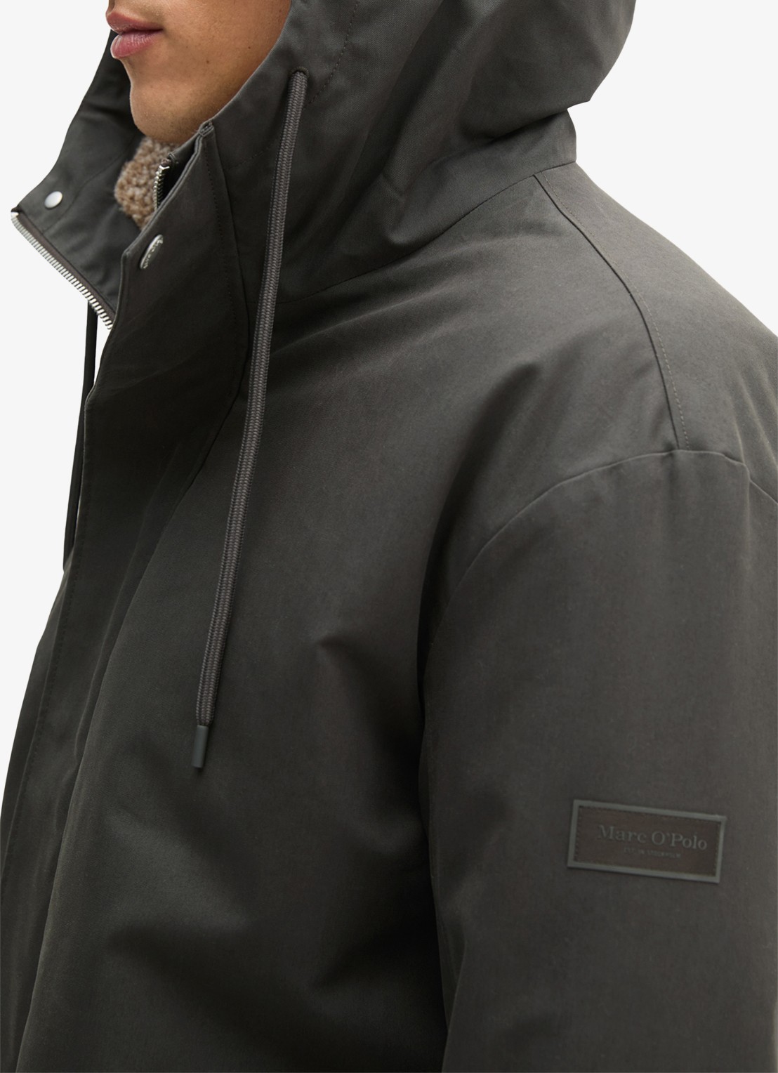 Marc O'Polo Parka met capuchon - detail 4 donkergrijs