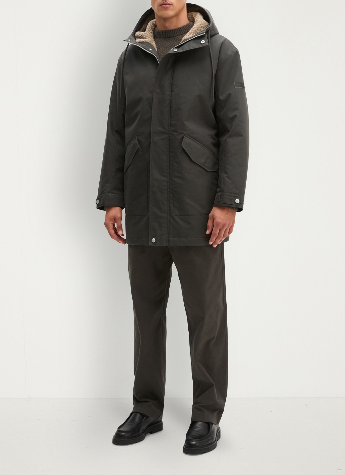 Marc O'Polo Parka met capuchon - voorkant 2 donkergrijs