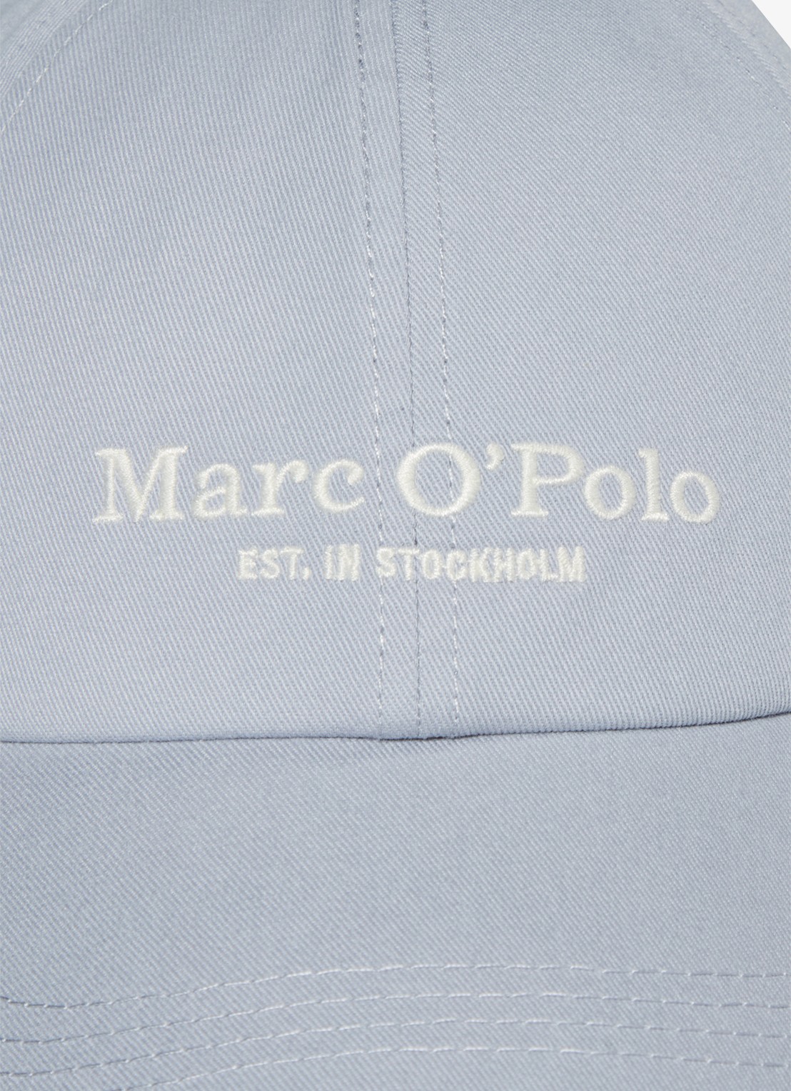 Marc O'Polo Pet met logoborduring - detail lichtblauw