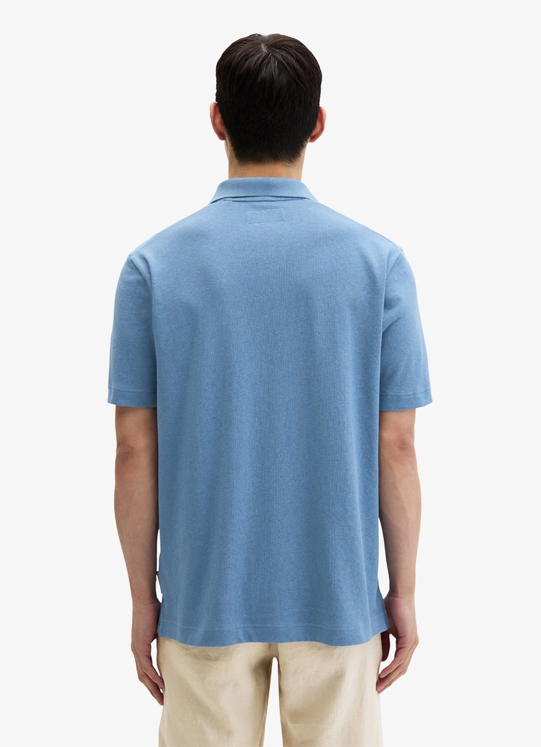 Marc O'Polo Polo in linnenblend - achterkant 5 blauw
