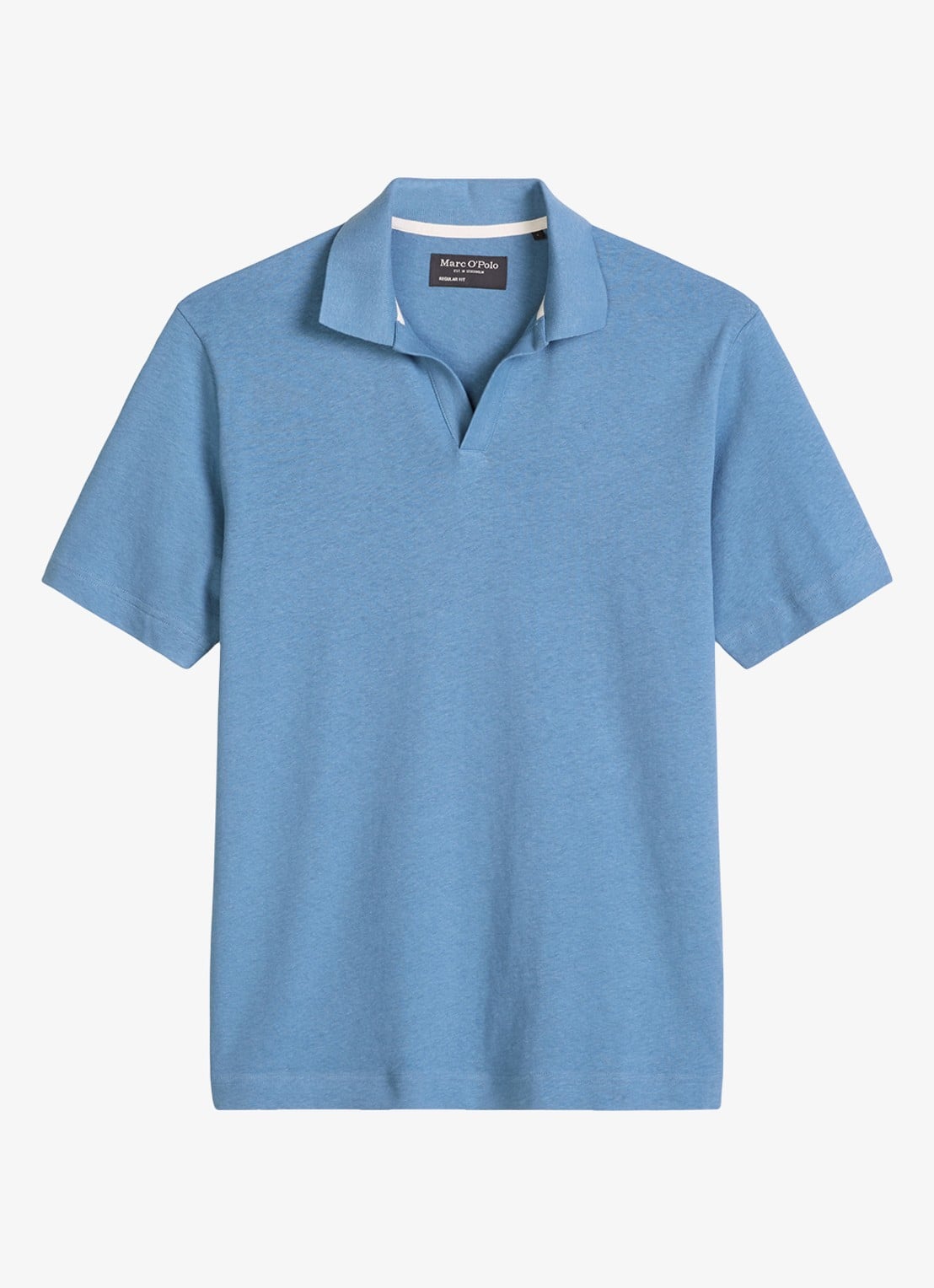 Marc O'Polo Polo in linnenblend - voorkant blauw