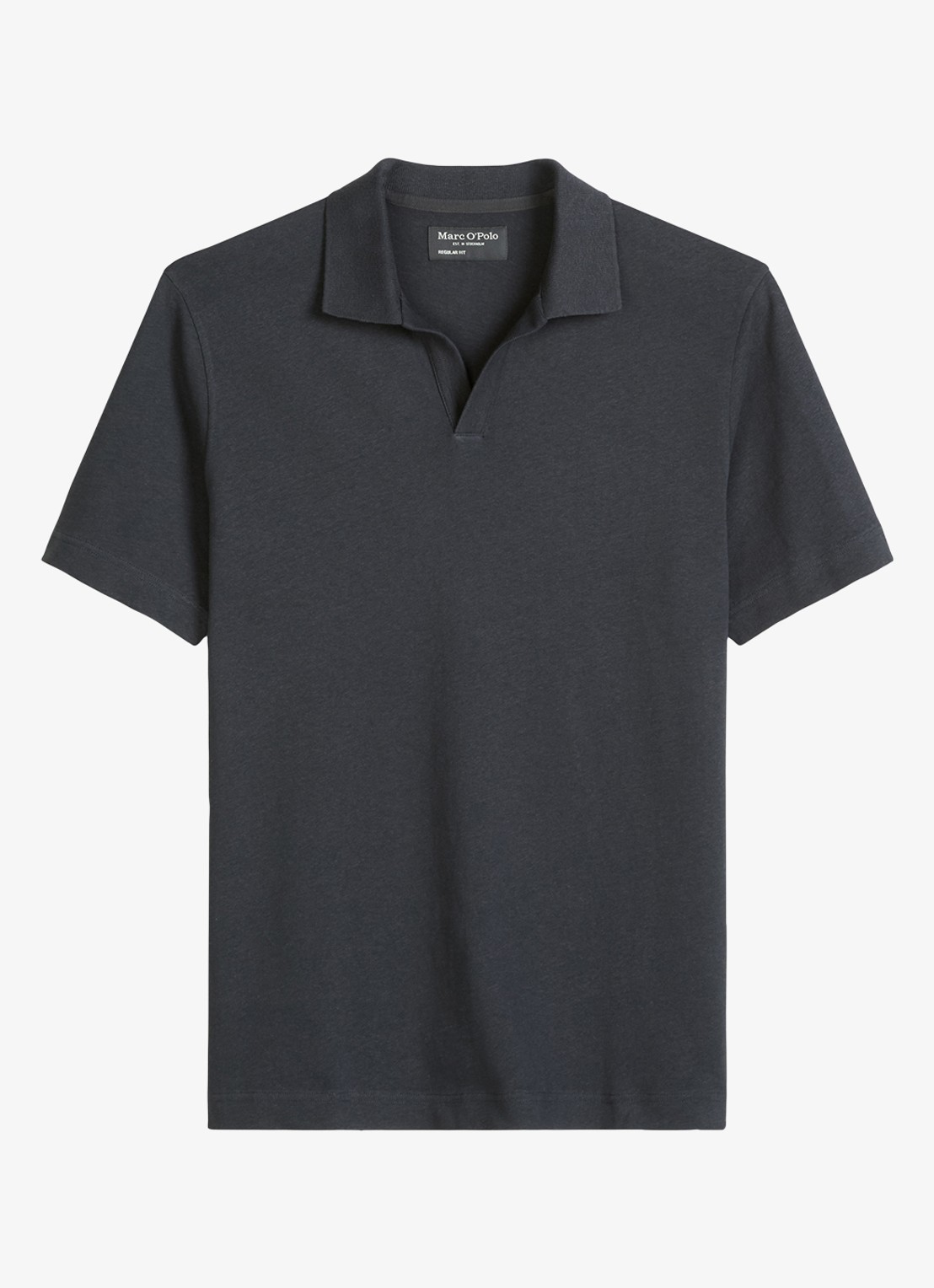 Marc O'Polo Polo in linnenblend - voorkant 2 donkerblauw