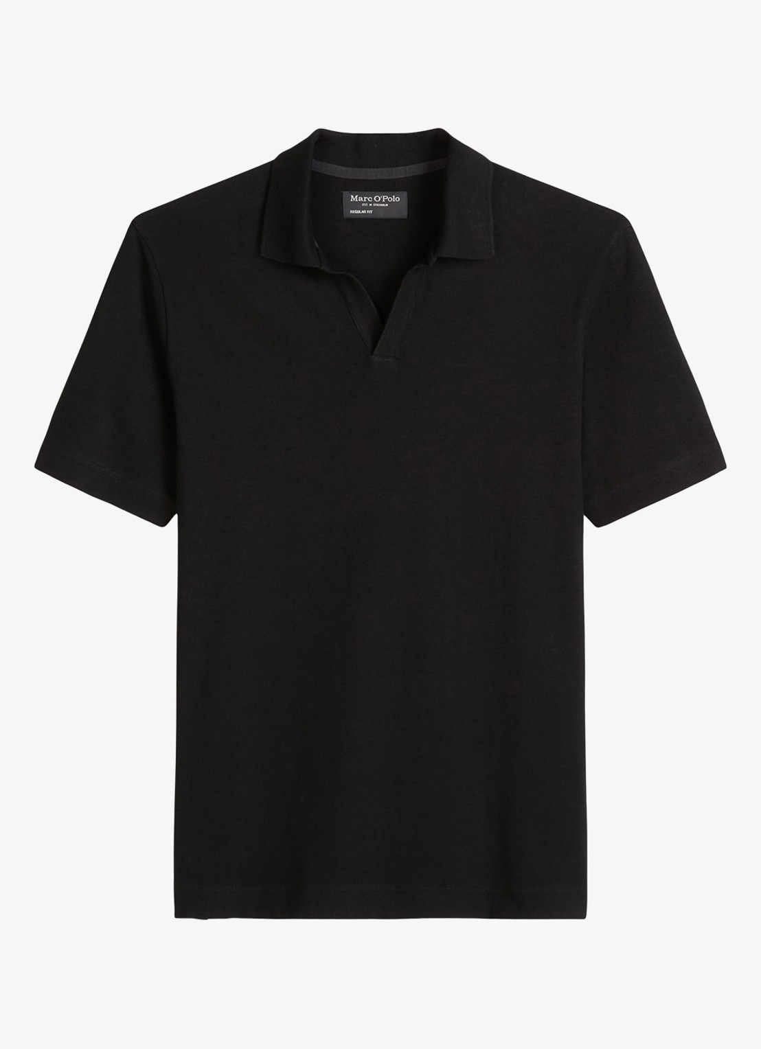 Marc O'Polo Polo in linnenblend - voorkant 2 zwart