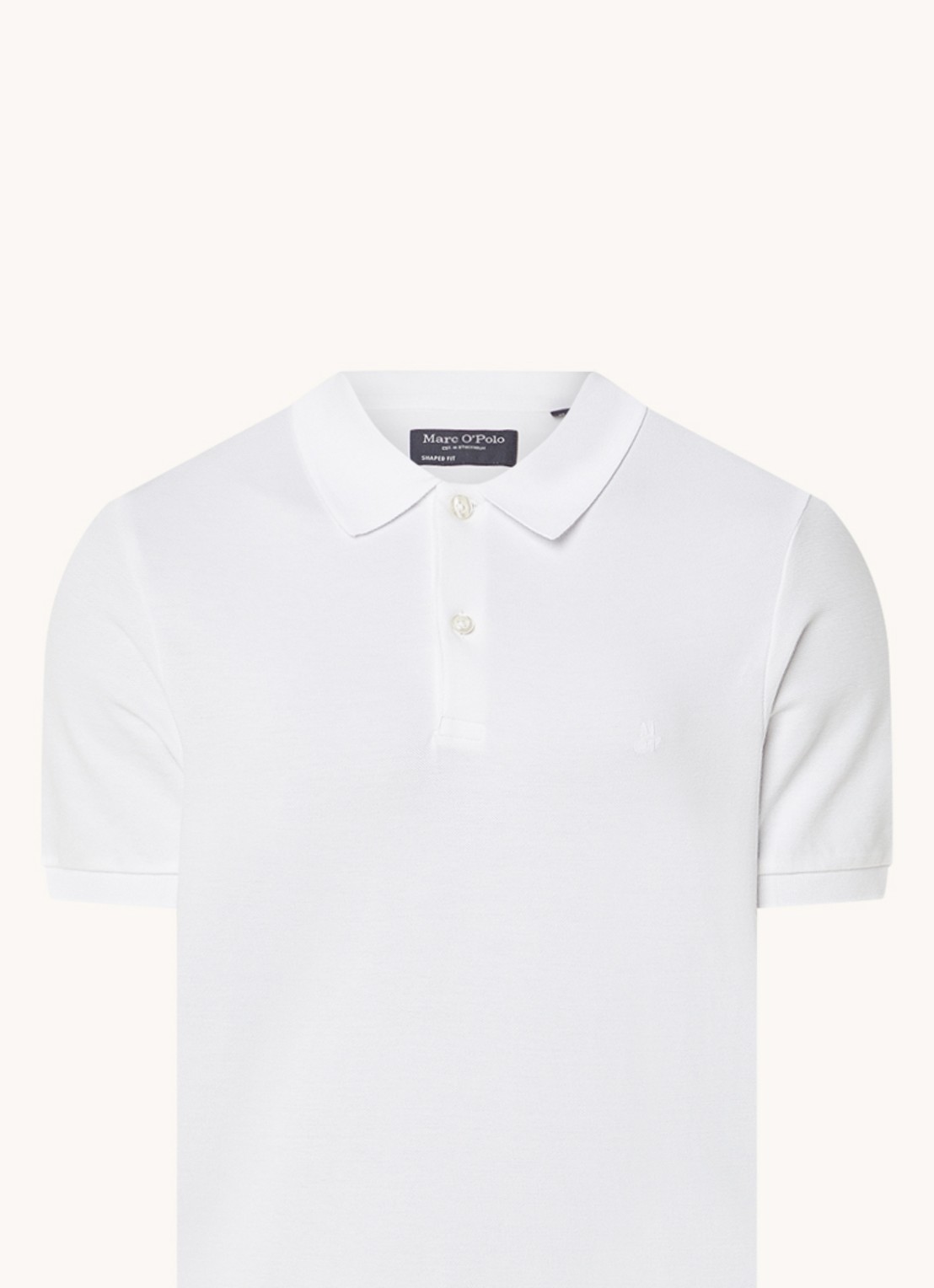 Marc O'Polo Polo met logoborduring - voorkant 2 wit