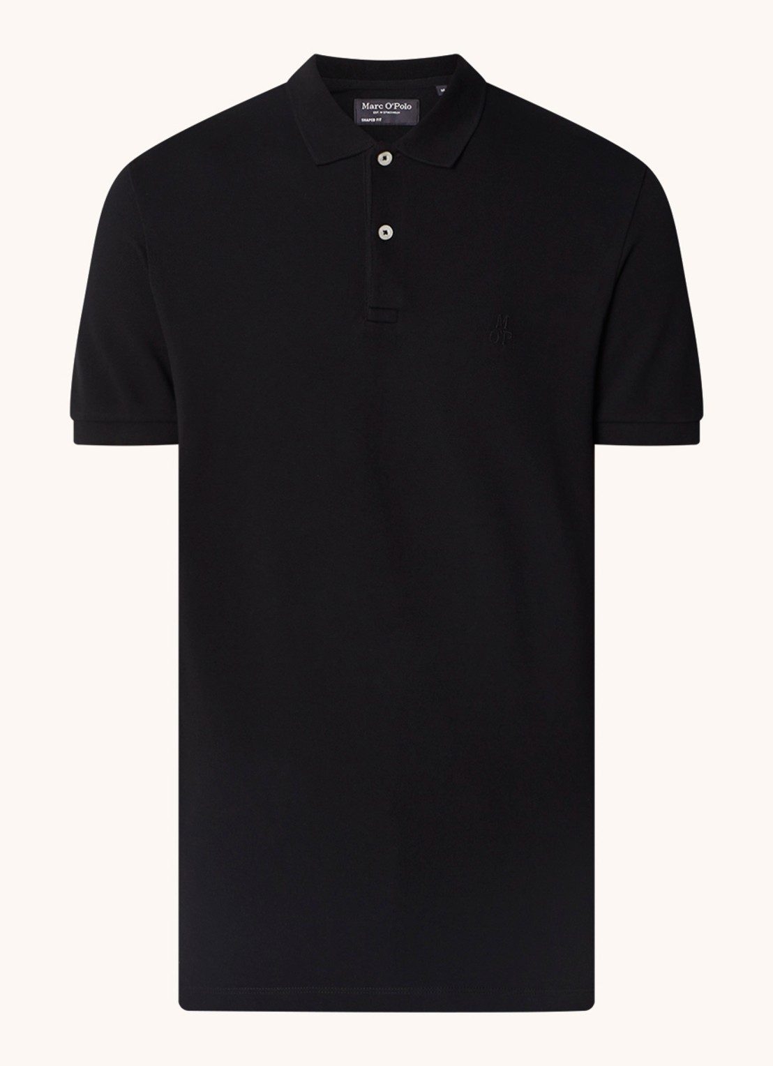 Marc O'Polo Polo met logoborduring - voorkant 3 zwart