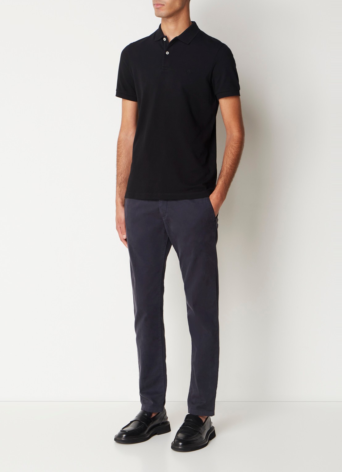 Marc O'Polo Polo met logoborduring - voorkant 4 zwart