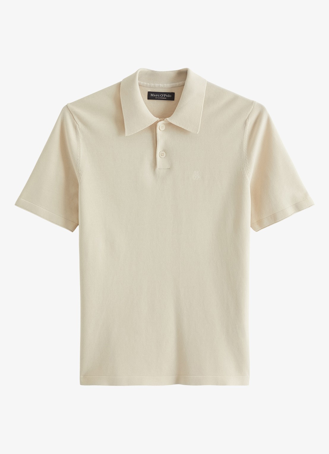 Marc O'Polo Polo met logoborduring - voorkant 2 beige