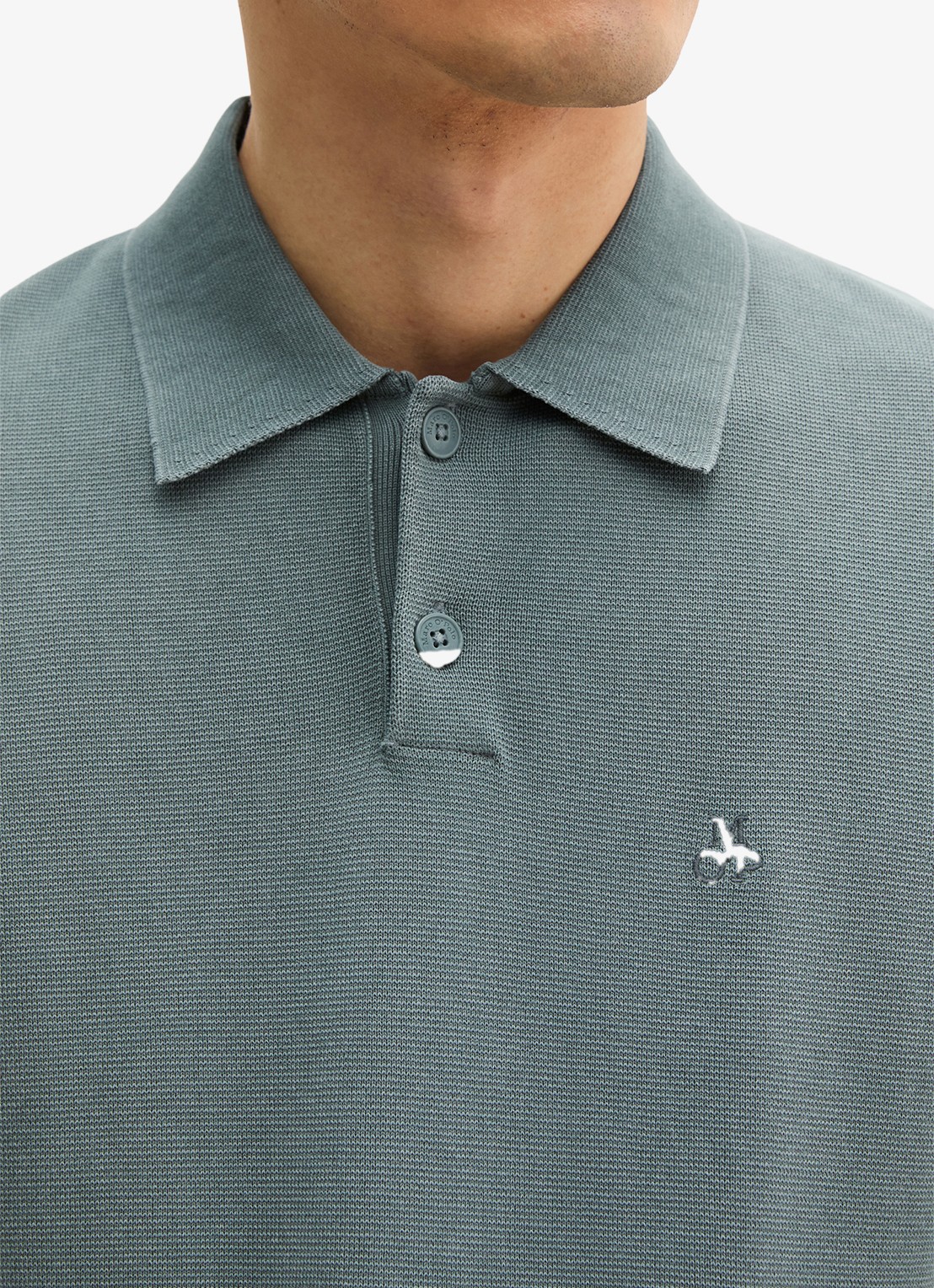 Marc O'Polo Polo met logoborduring - detail 3 blauwgrijs