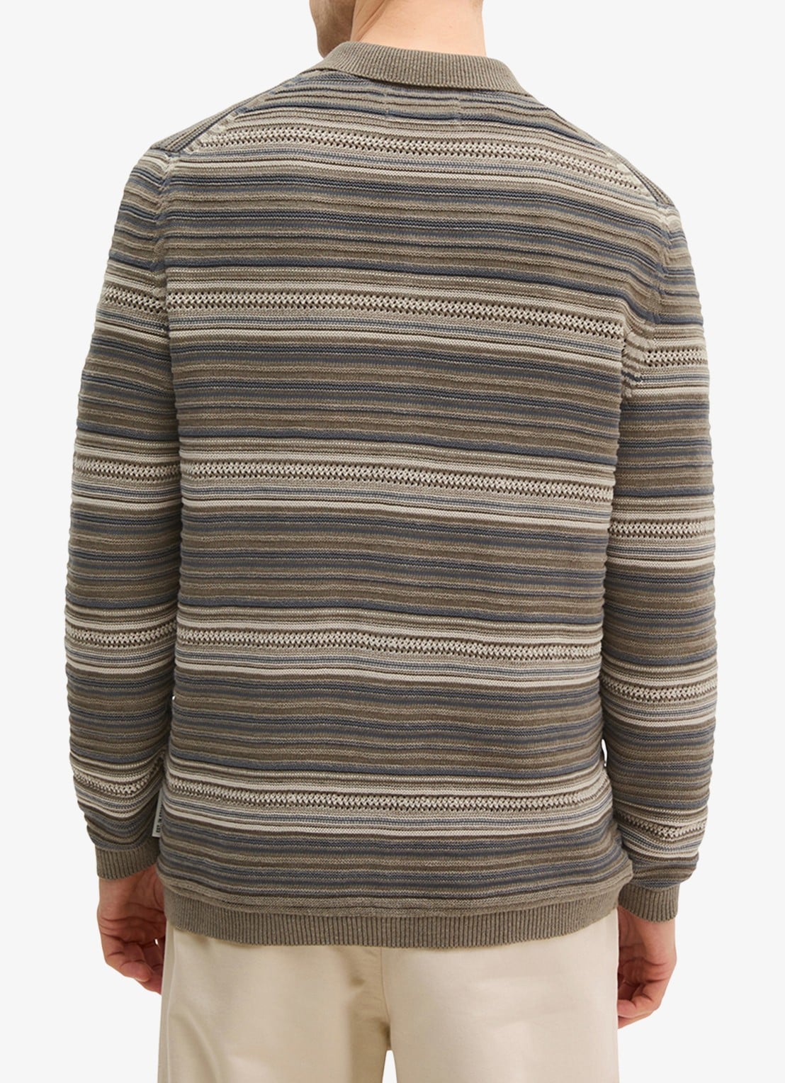 Marc O'Polo Polo met streepprint - achterkant 5 bruin