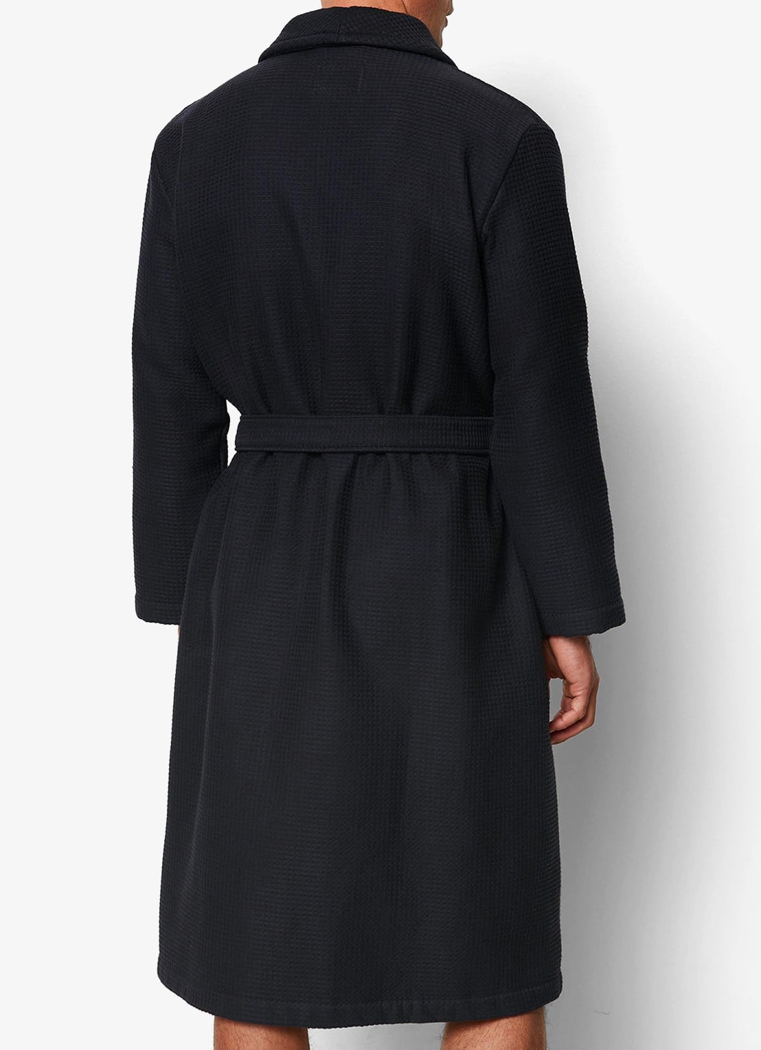 Marc O'Polo Premium badjas van  katoen - achterkant donkerblauw