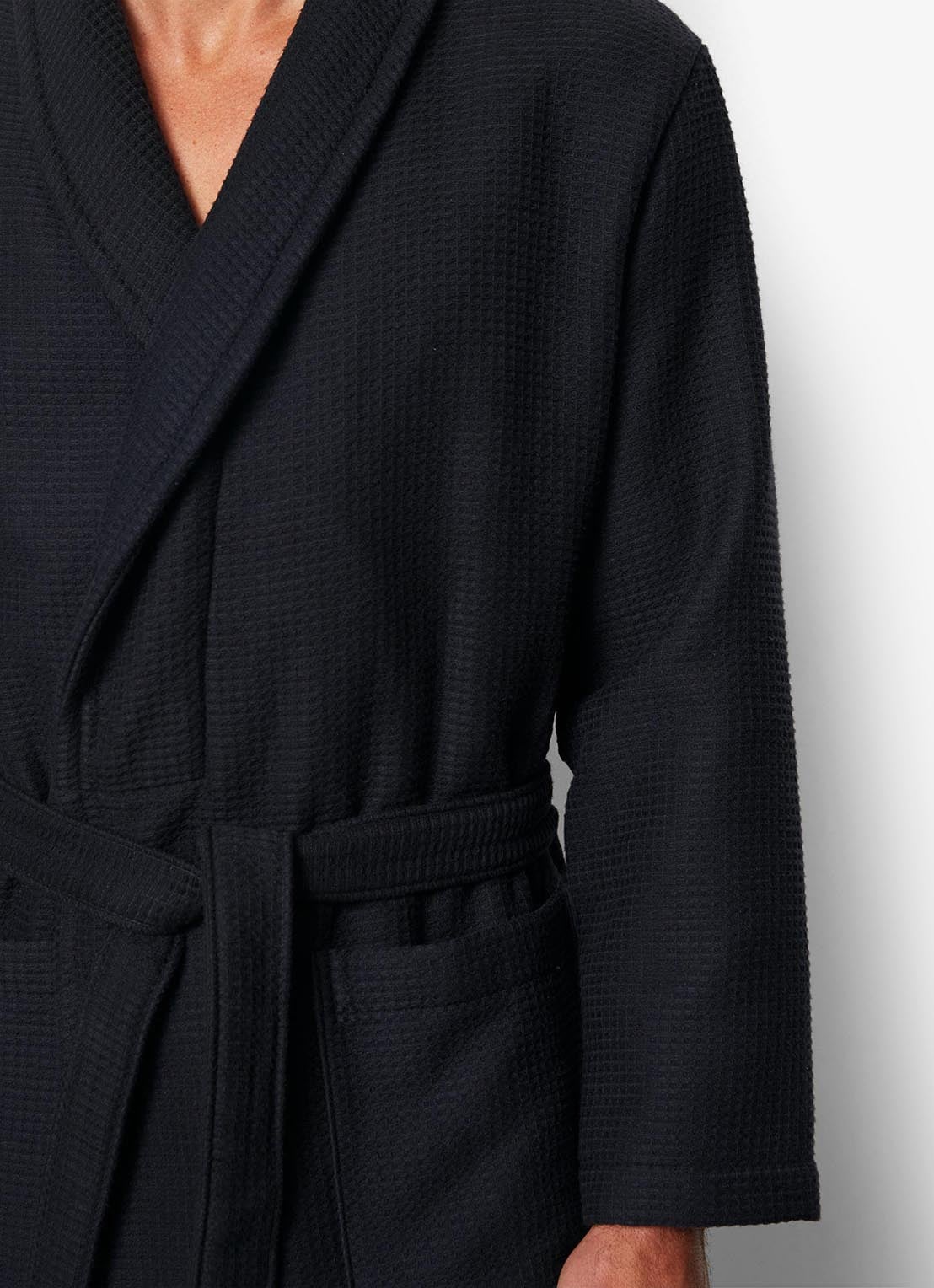 Marc O'Polo Premium badjas van  katoen - detail 4 donkerblauw