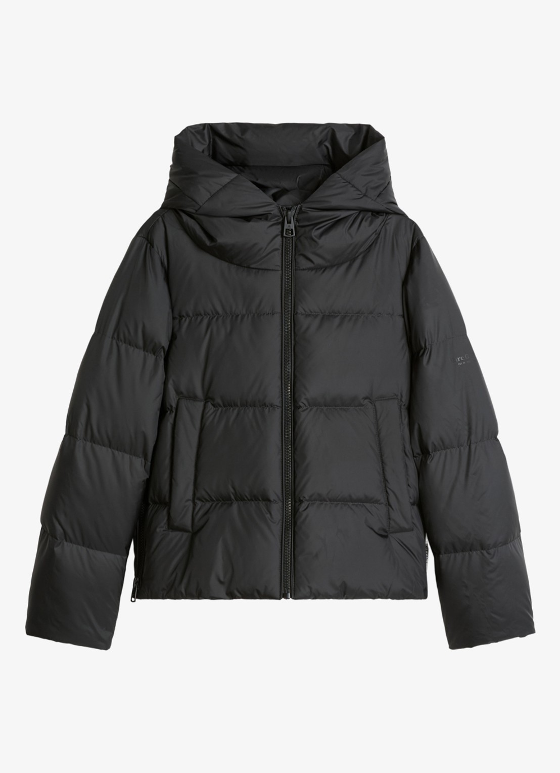 Marc O'Polo Puffer jack met capuchon en steekzakken - voorkant 3 black / zwart