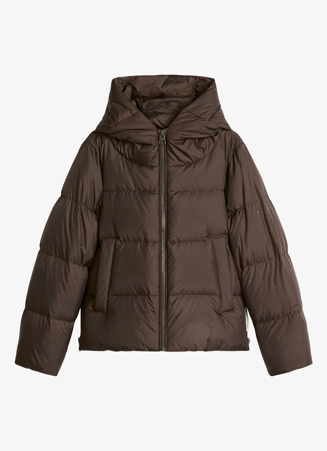 Marc O'Polo Puffer jack met capuchon en steekzakken - voorkant burnt coffee / bruin