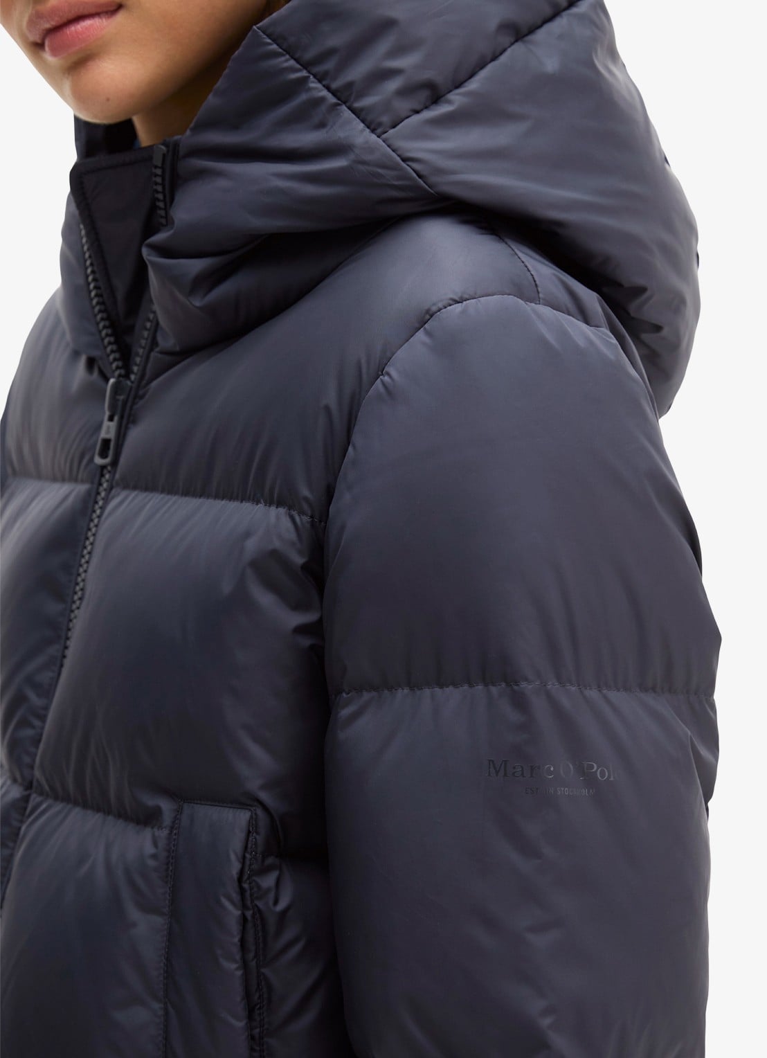 Marc O'Polo Puffer jack met capuchon en steekzakken - detail 2 martime blue / blauw