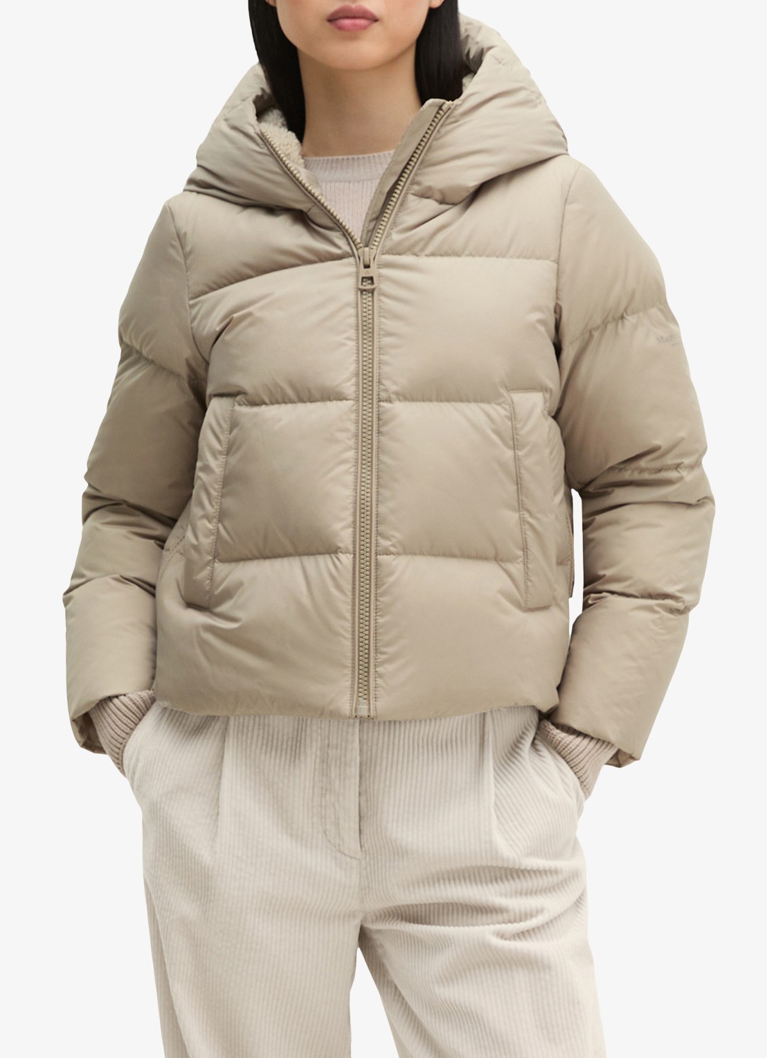 Marc O'Polo Puffer jack met capuchon en steekzakken - detail earthy taupe / taupe