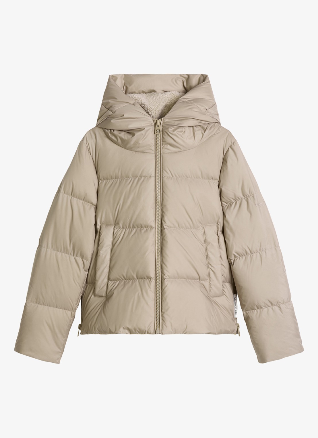 Marc O'Polo Puffer jack met capuchon en steekzakken - voorkant 4 earthy taupe / taupe