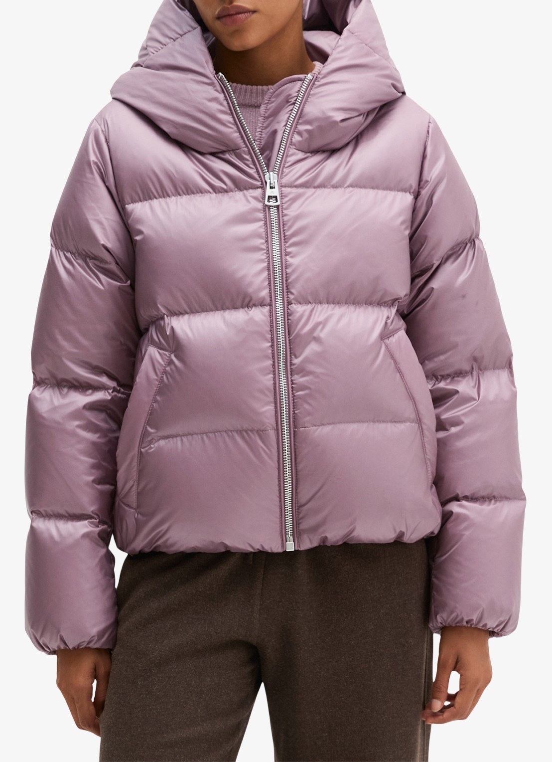 Marc O'Polo Puffer jack met capuchon met steekzakken - detail oudroze