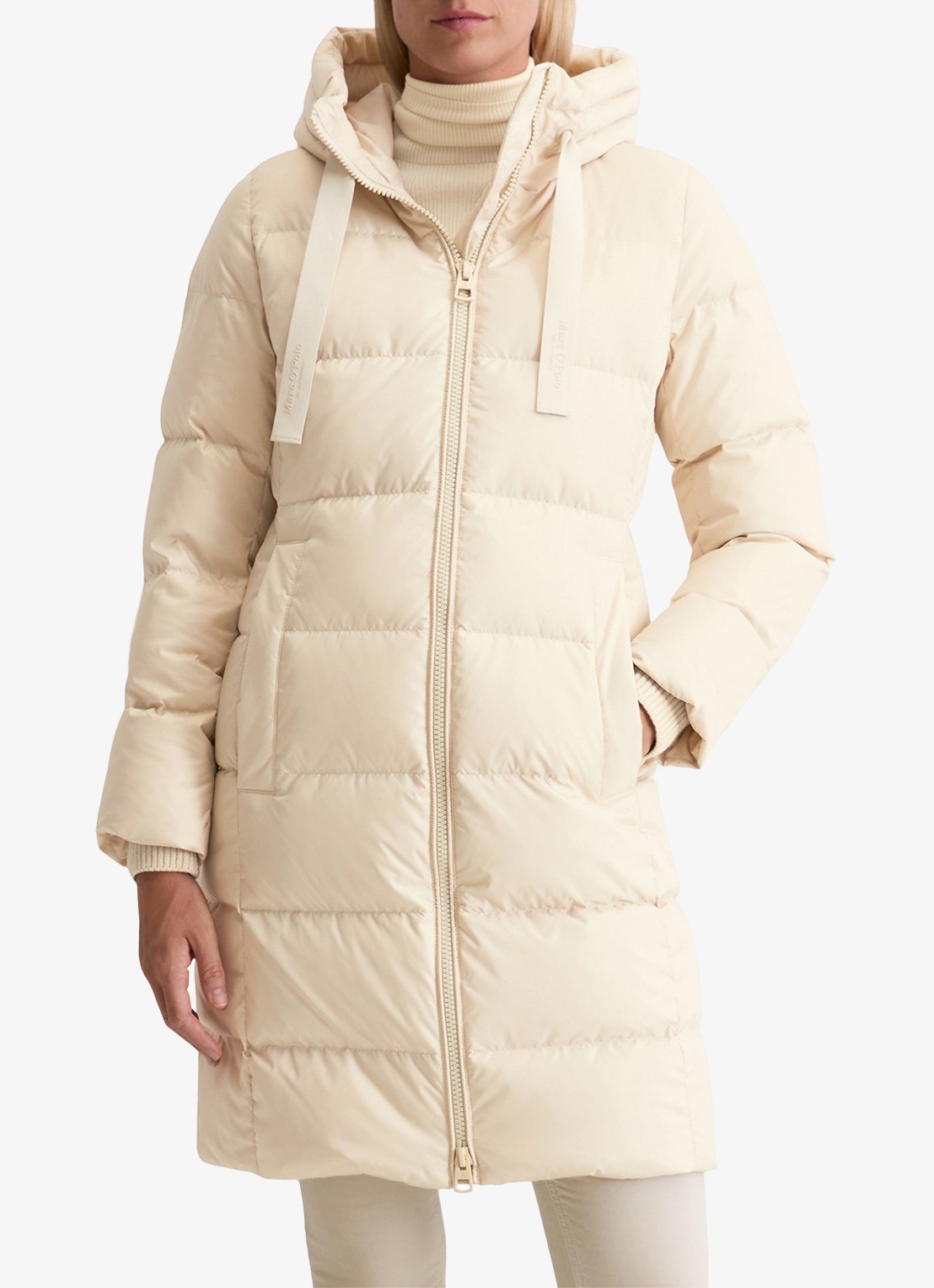 Marc O'Polo Puffer jas met capuchon - detail 4 creme