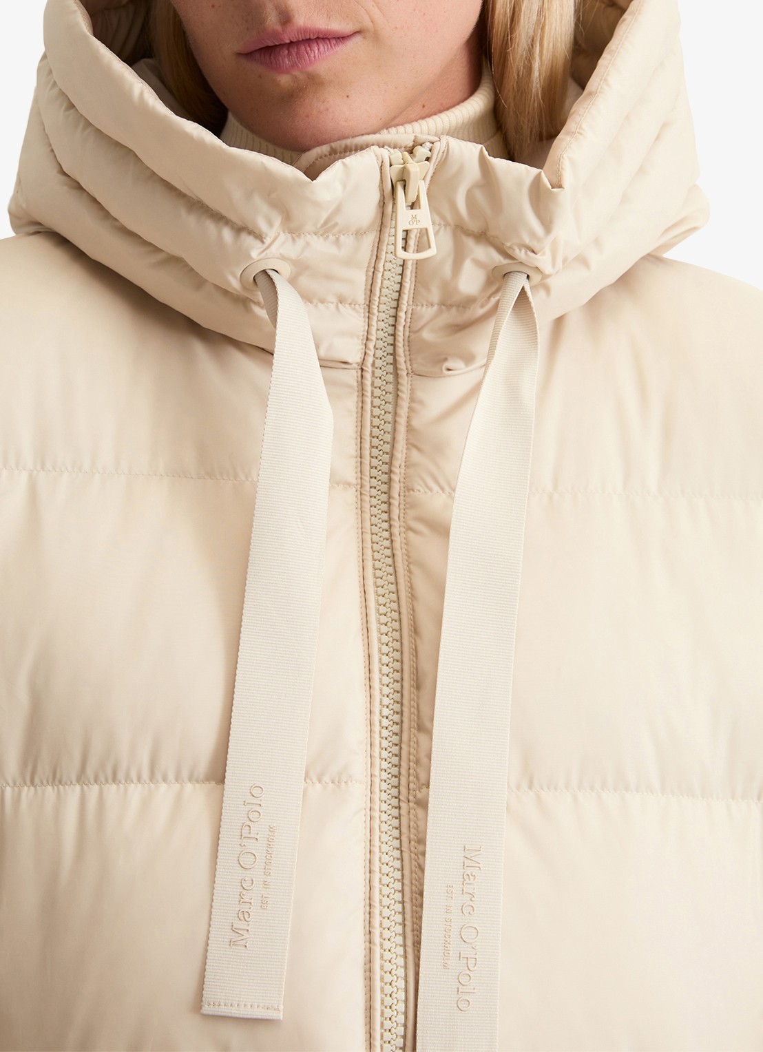 Marc O'Polo Puffer jas met capuchon - detail 5 creme
