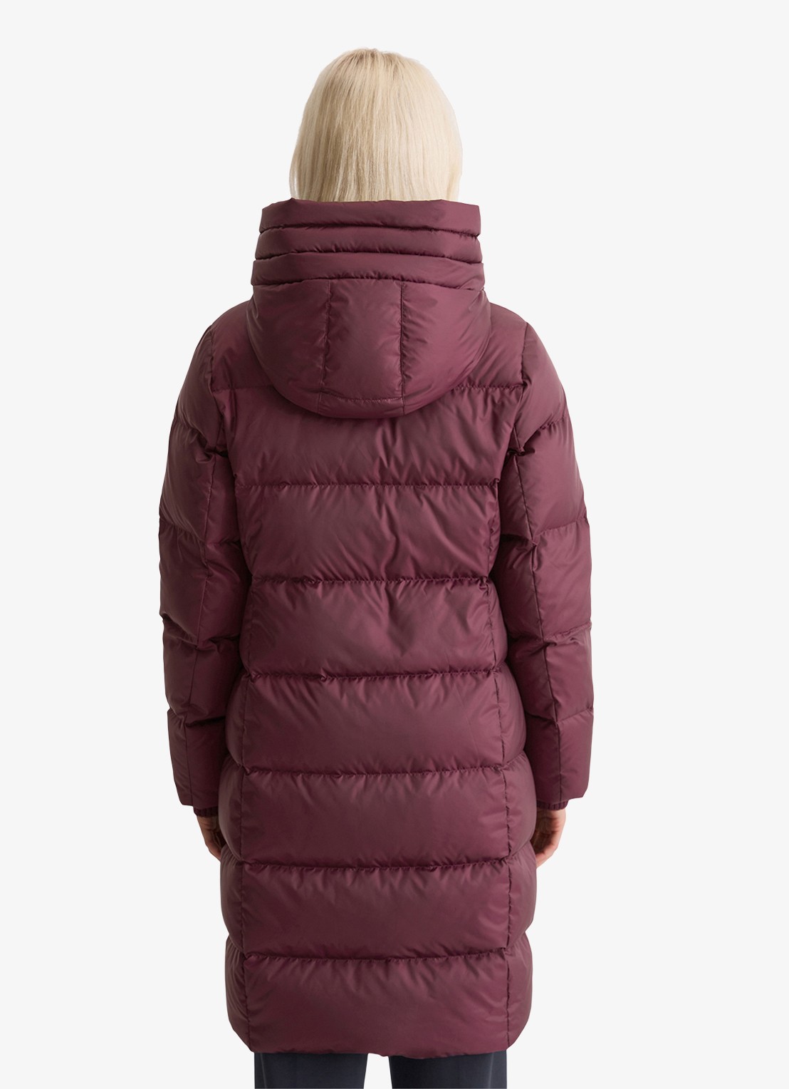 Marc O'Polo Puffer jas met capuchon - achterkant 3 bordeauxrood