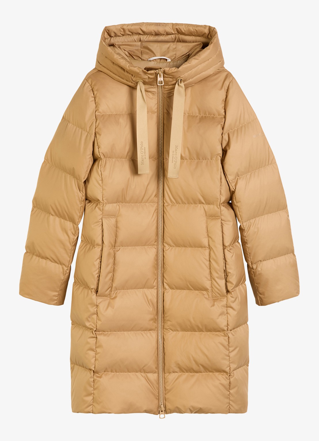 Marc O'Polo Puffer jas met capuchon - voorkant 4 camel