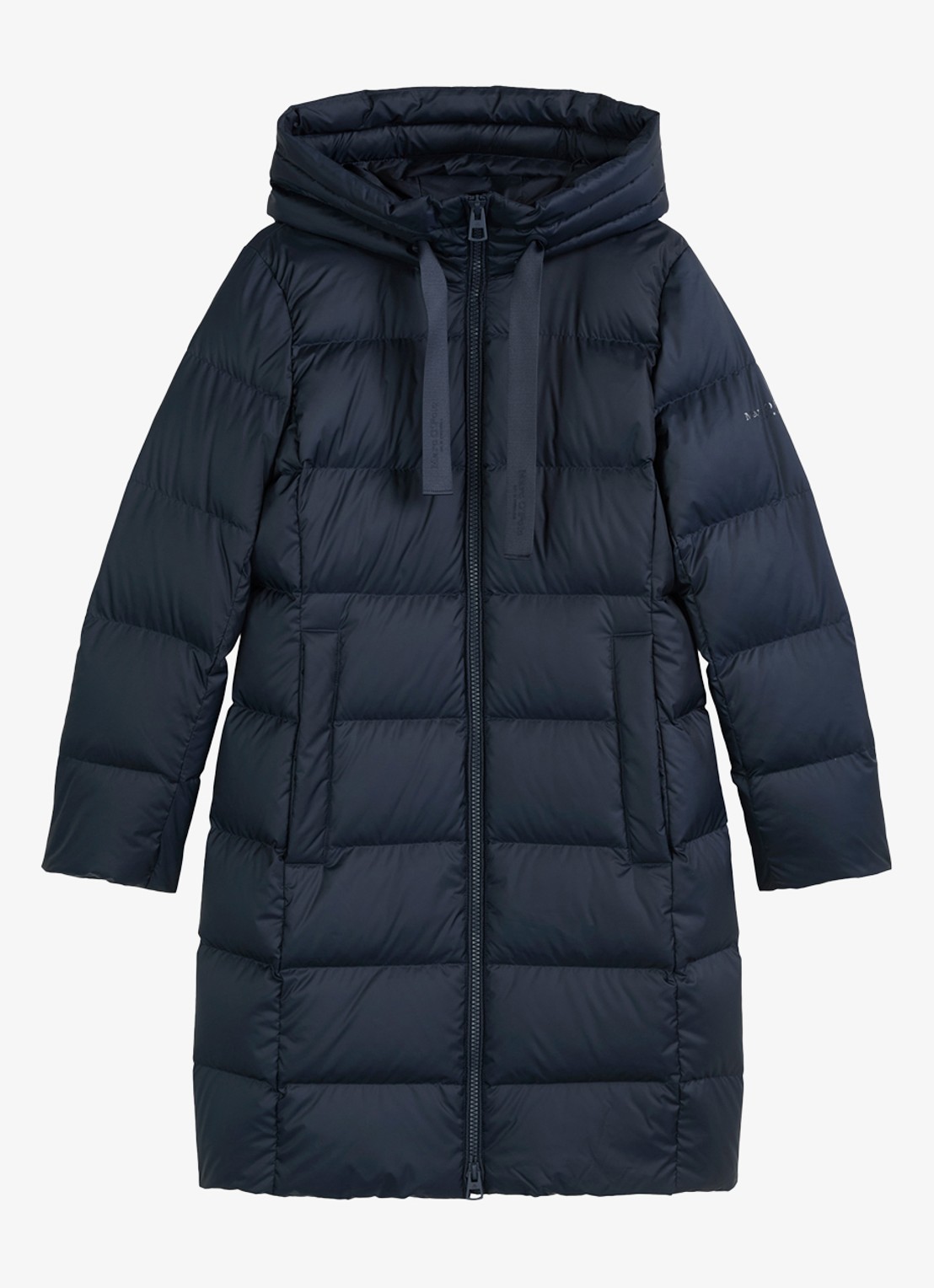 Marc O'Polo Puffer jas met capuchon - voorkant 3 donkerblauw