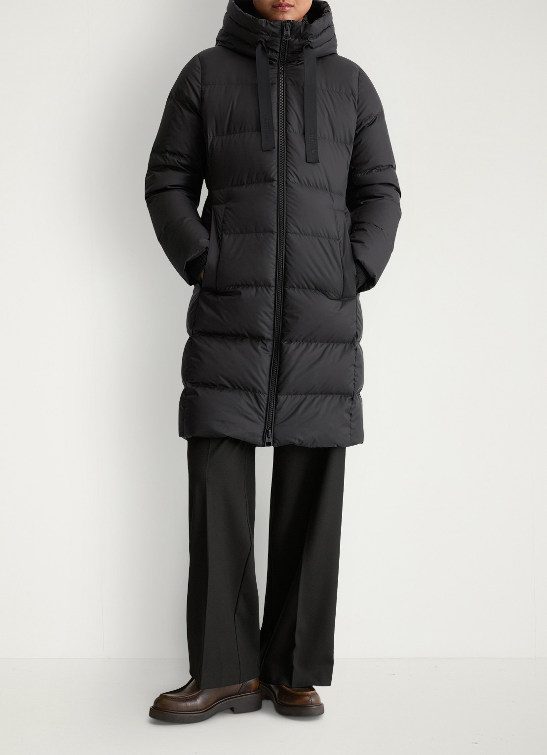Marc O'Polo Puffer jas met capuchon - voorkant 5 zwart