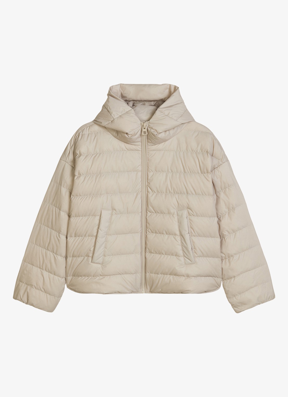 Marc O'Polo Puffer jas met capuchon - voorkant beige