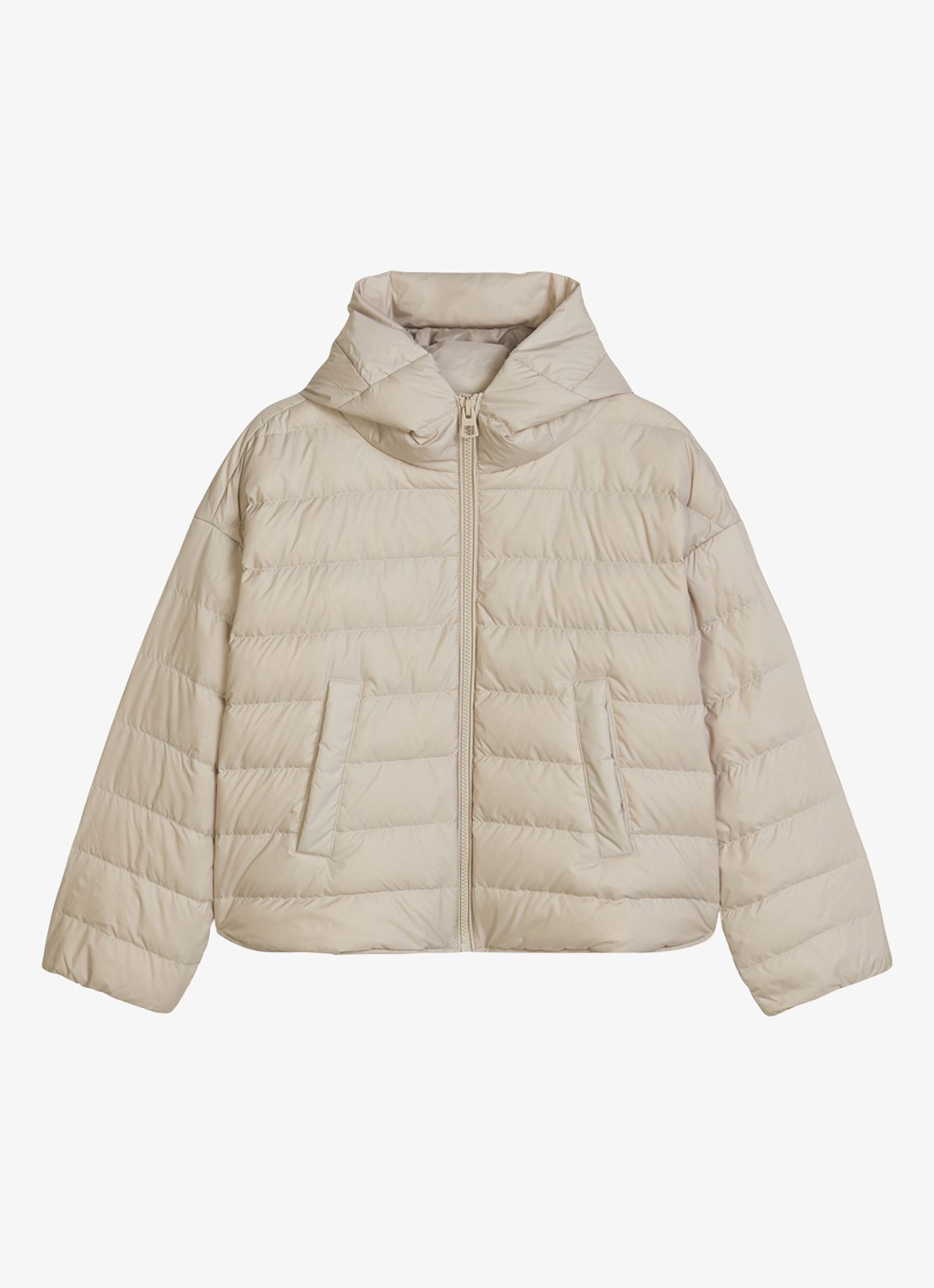 Marc O'Polo Puffer jas met capuchon - voorkant beige