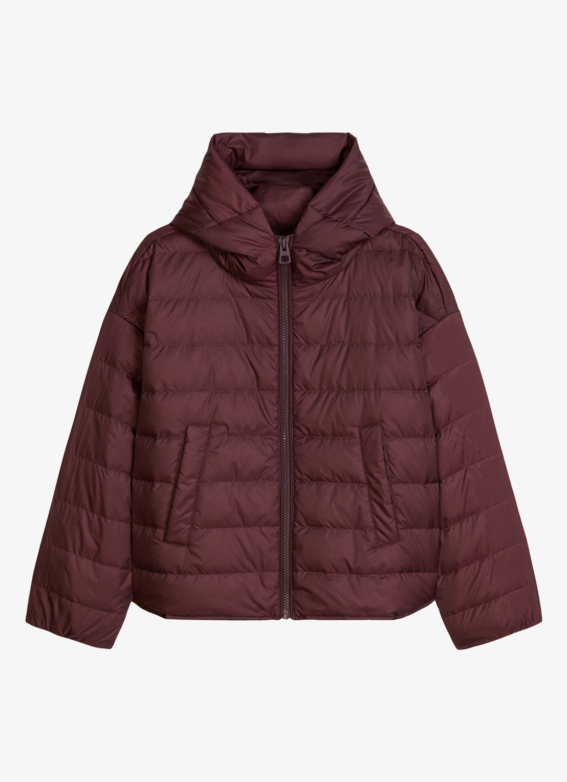 Marc O'Polo Puffer jas met capuchon - voorkant kersenrood