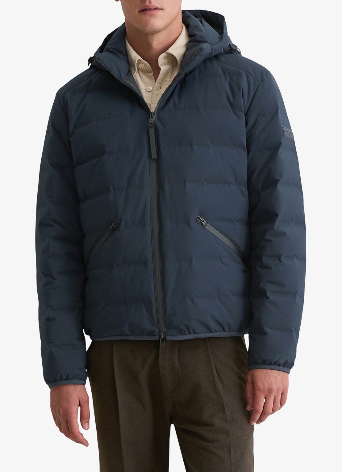 Marc O'Polo Puffer jas met capuchon - detail 3 donkerblauw
