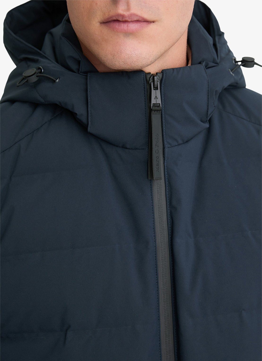 Marc O'Polo Puffer jas met capuchon - detail 4 donkerblauw