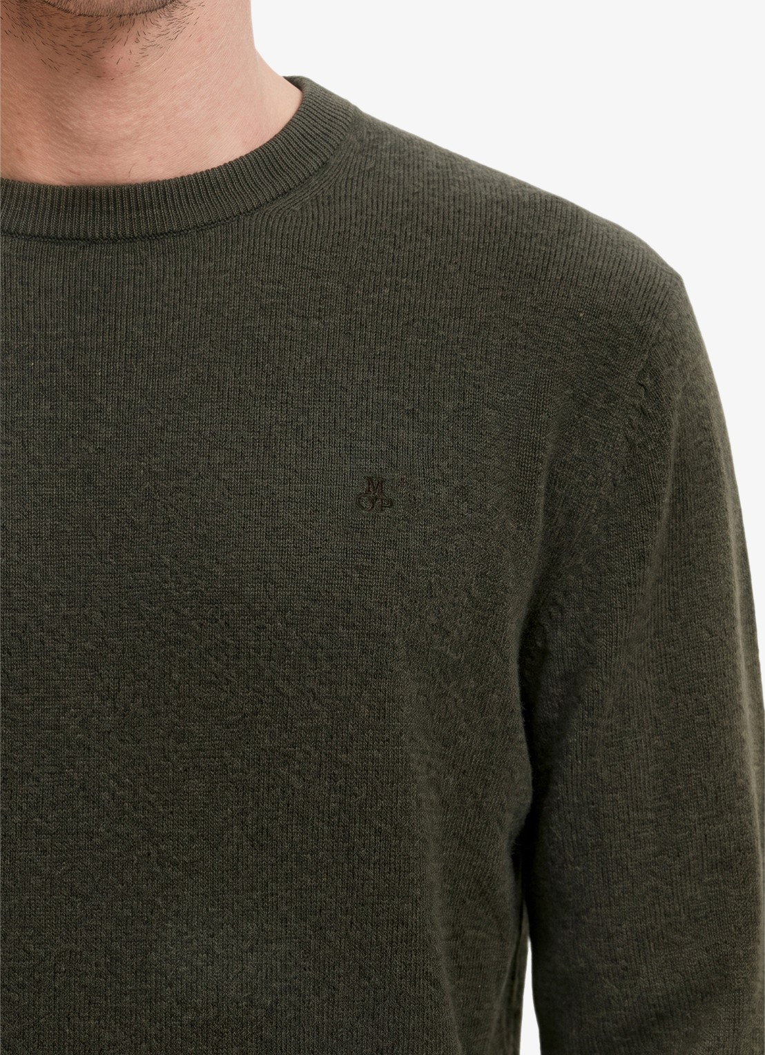 Marc O'Polo Pullover in wolblend  - detail 4 donkerkhaki