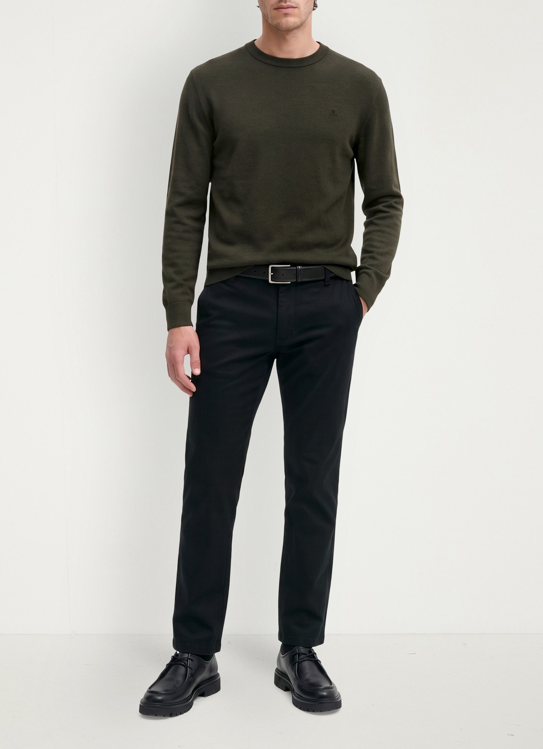 Marc O'Polo Pullover in wolblend  - voorkant 2 donkerkhaki