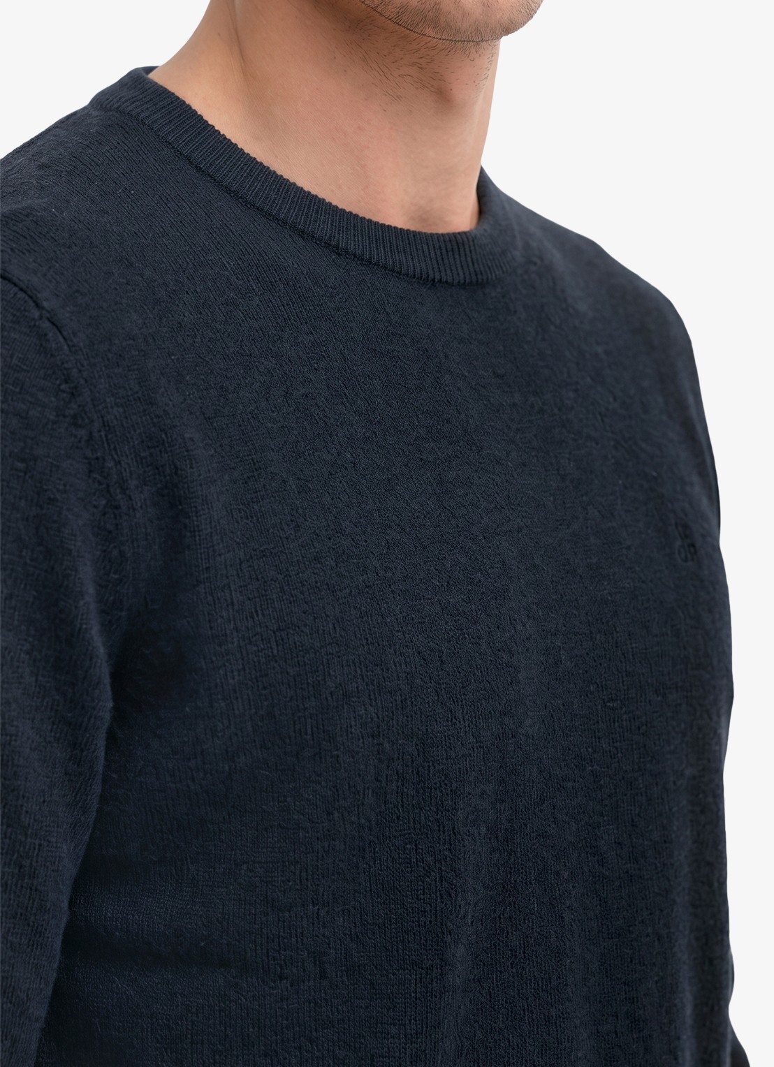 Marc O'Polo Pullover in wolblend  - detail 4 donkerblauw