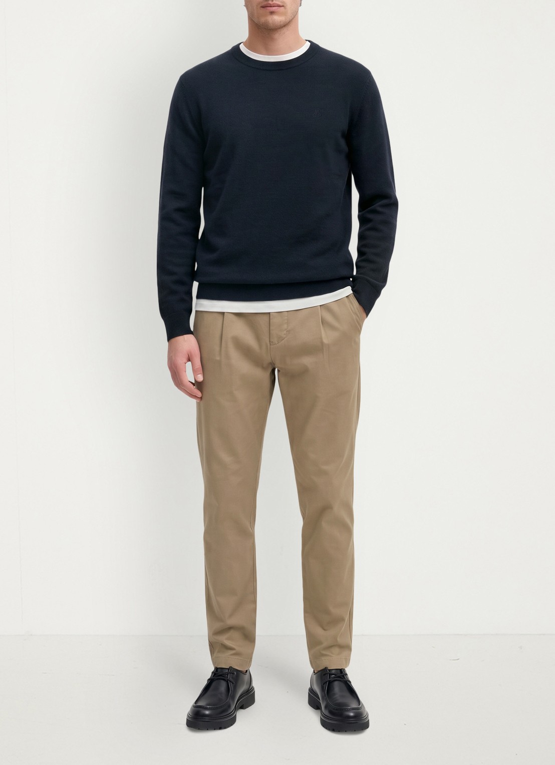 Marc O'Polo Pullover in wolblend  - voorkant 2 donkerblauw