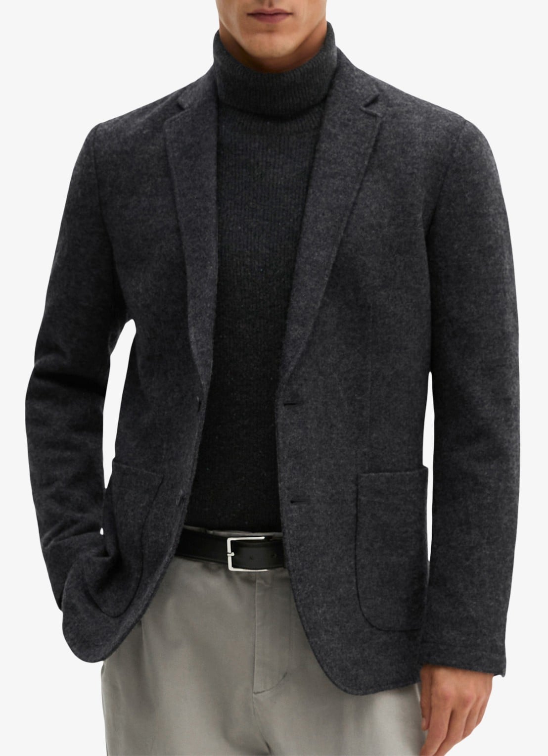 Marc O'Polo Regular fit colbert met steekzakken - detail 3 donkergrijs