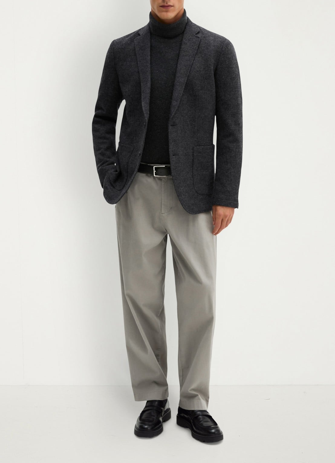 Marc O'Polo Regular fit colbert met steekzakken - voorkant 2 donkergrijs