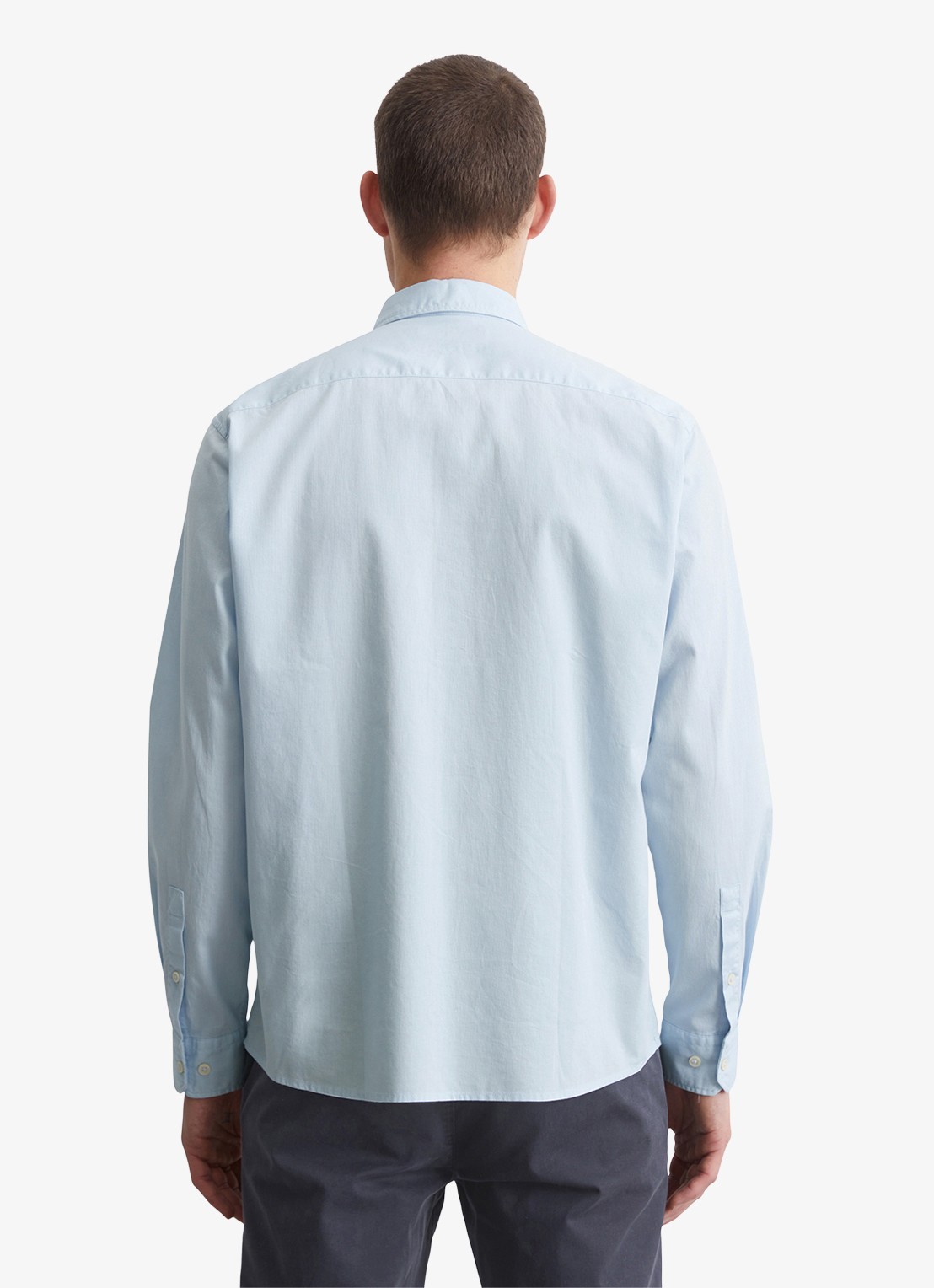 Marc O'Polo Regular fit overhemd met logoborduring - achterkant lichtblauw