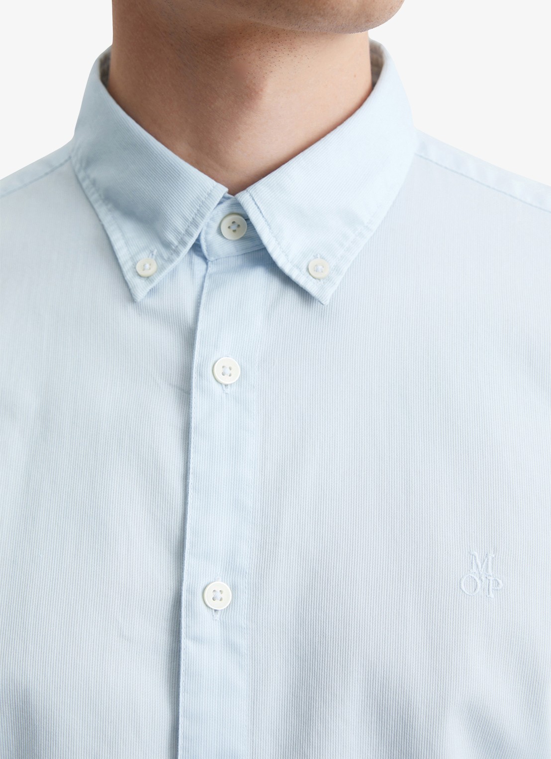 Marc O'Polo Regular fit overhemd met logoborduring - detail 4 lichtblauw