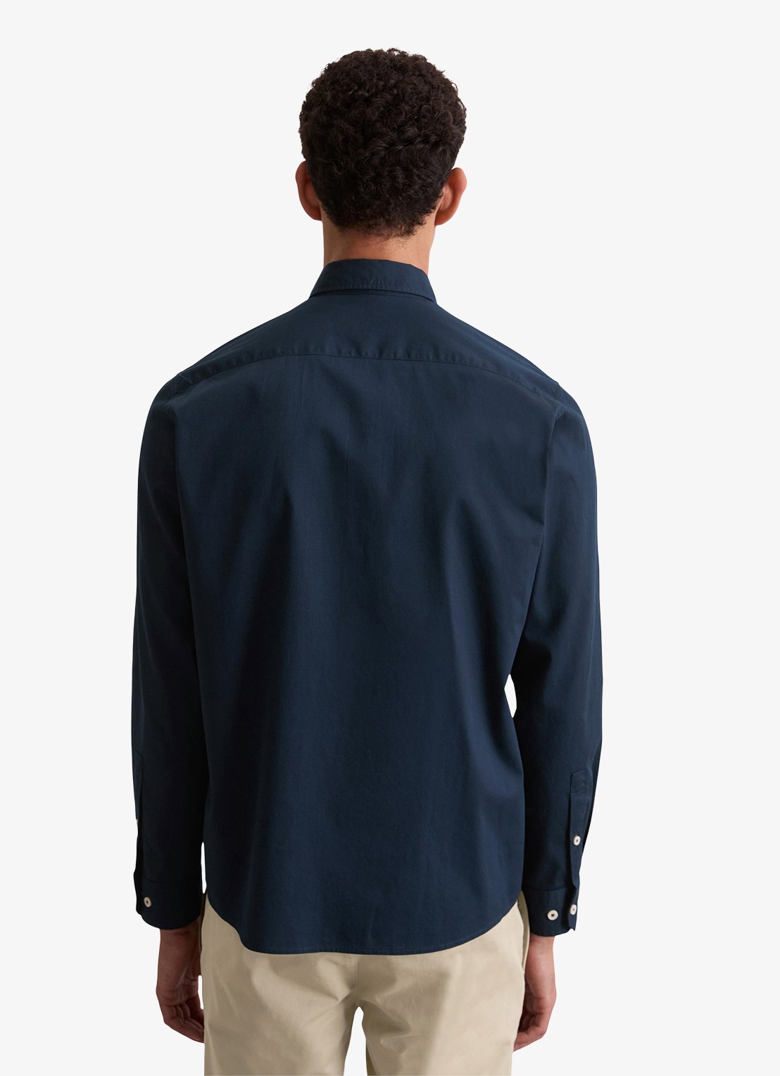 Marc O'Polo Regular fit overhemd met logoborduring - achterkant 3 donkerblauw
