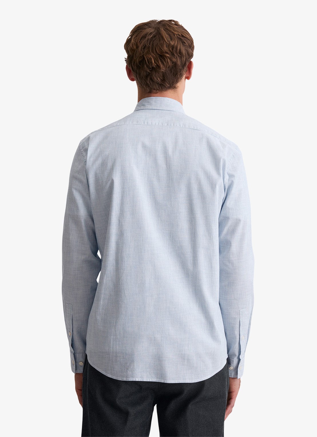 Marc O'Polo Regular fit overhemd met microdessin - achterkant 3 lichtblauw