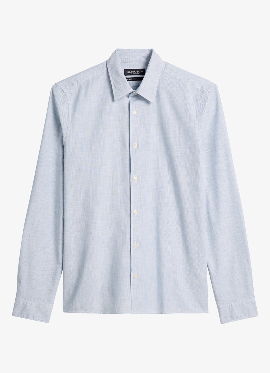 Marc O'Polo Regular fit overhemd met microdessin - voorkant 4 lichtblauw