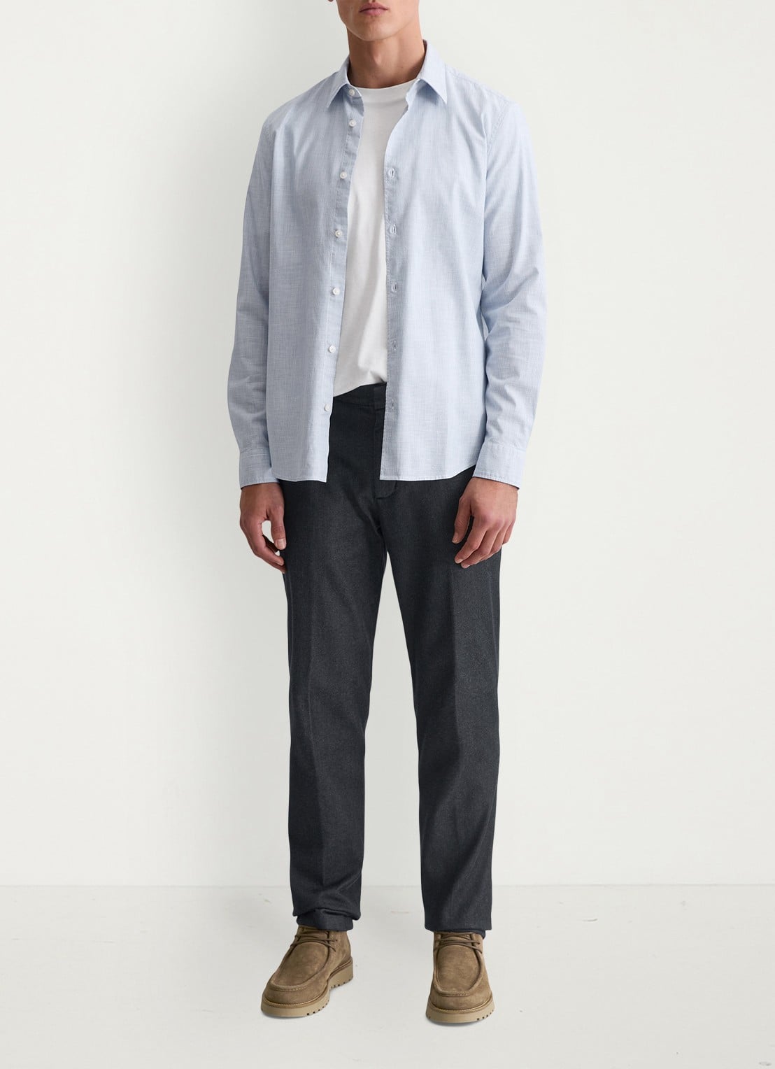 Marc O'Polo Regular fit overhemd met microdessin - voorkant 5 lichtblauw